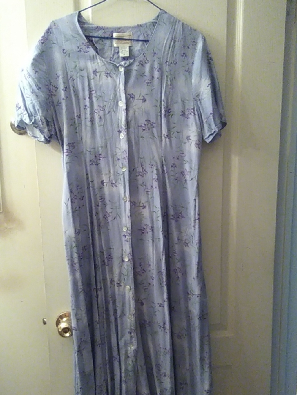 Light Lavender Button-Front Dress with Floral Print